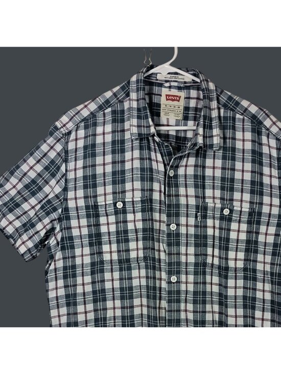 Levi's Other - Levis Plaid Linen Blend Short Sleeve Shirt Mens XL Travel Vacation Work Dadcore